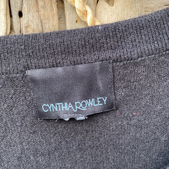 Cynthia rowley medium/large button down cardigan striped front (purple/blk) - Picture 2 of 6